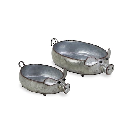Gardencontrol Galvanized Metal Piglet Planters - Set of 2 GA2546537